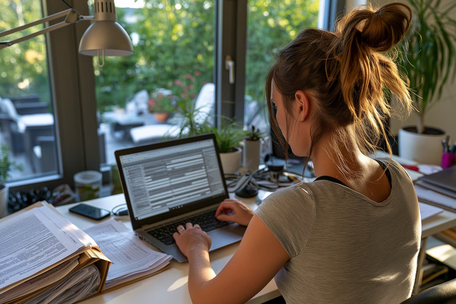 Osoba ispunjava digitalnu prijavu za nezaposlenost na prijenosnom računalu kod kuće umjesto da ispunjava papirnate obrasce za njemačku agenciju za zapošljavanje.