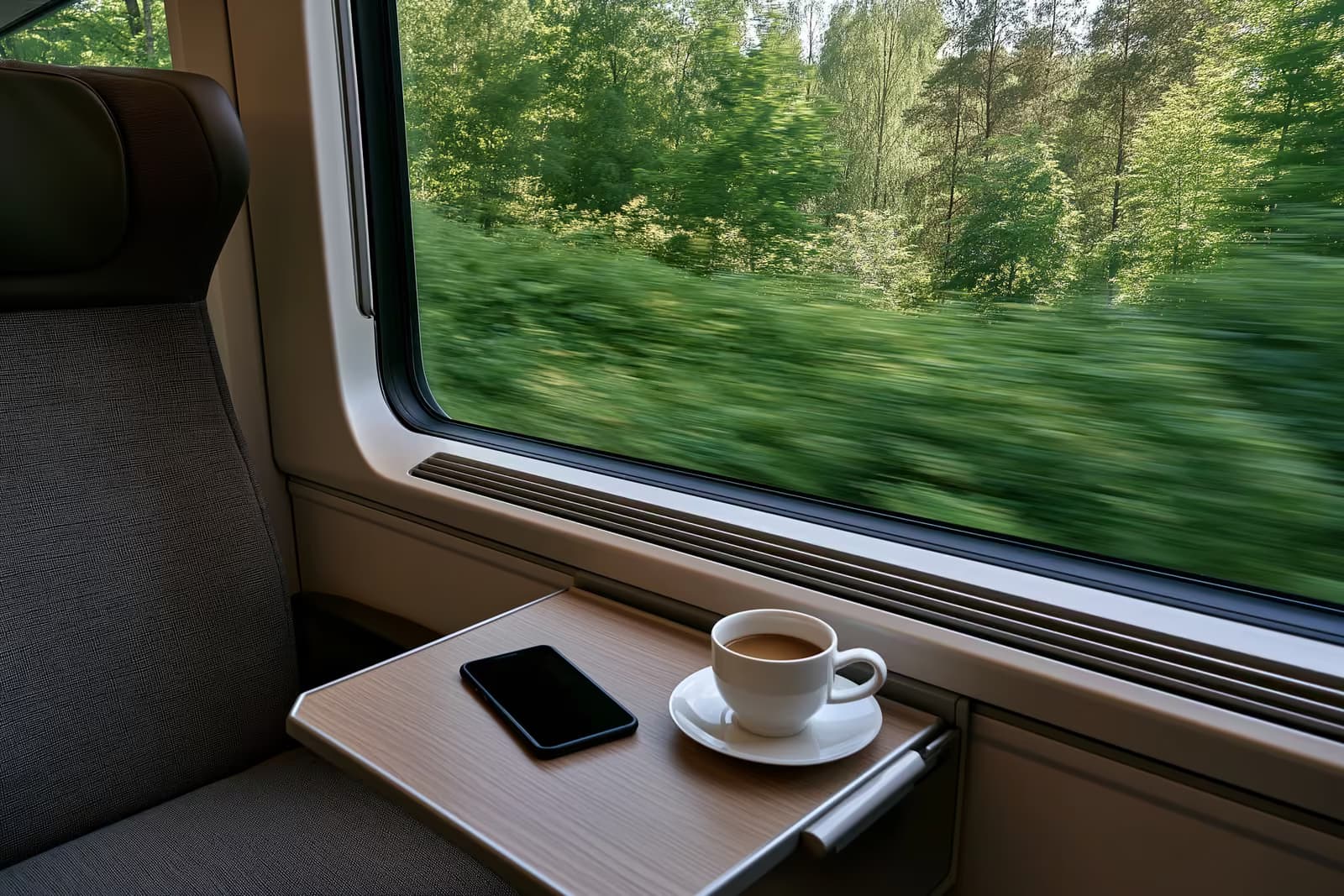 Brzi vlak Deutsche Bahn ICE čeka ujutro na peronu njemačke stanice.
